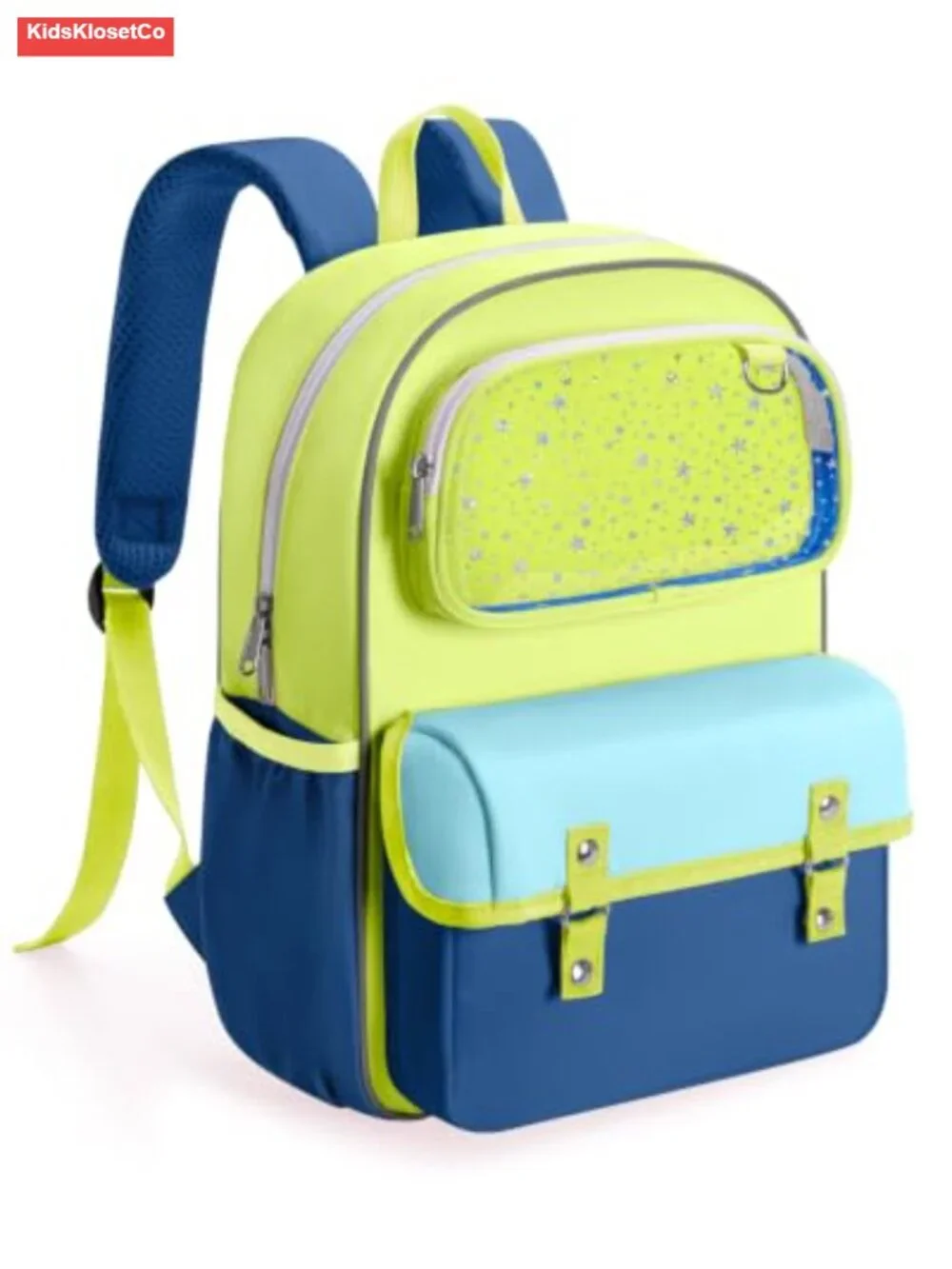 Kids' 15 Inch School Bookbag with Star Pattern, Lightweight Polyester Backpack